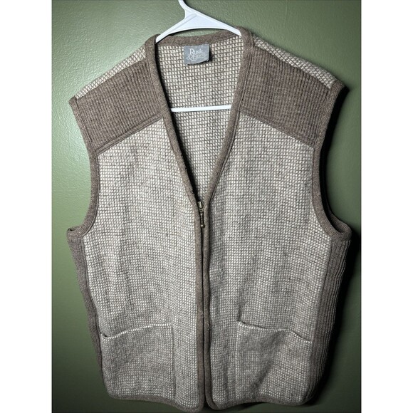 Rusk & Finch Pure Wool Vest New Zealand Zip Front Sweater Long Brown Medium - Picture 1 of 6